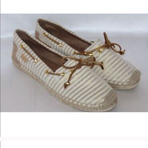 Sperry topsider Gold striped canvas espadrille